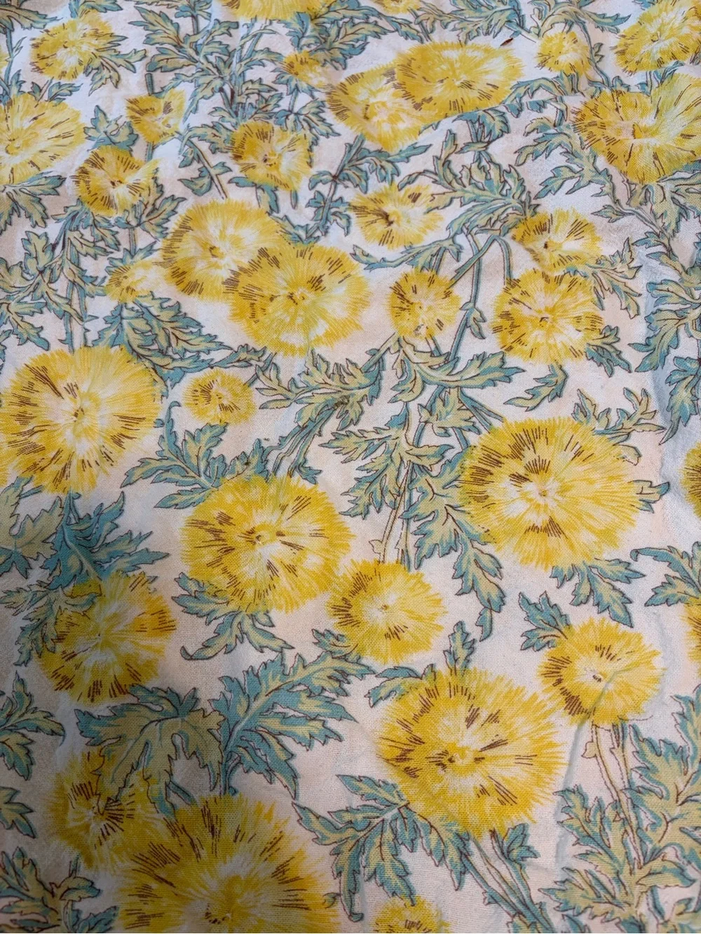 April Cornell Yellow & Green Floral Quilt and Pillow Shams 100% Cotton